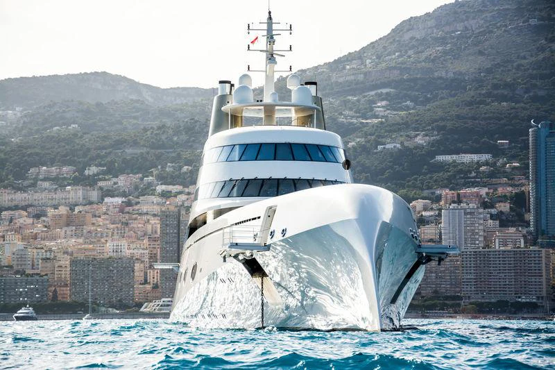 a large white boat in the water aboard A Yacht for Sale