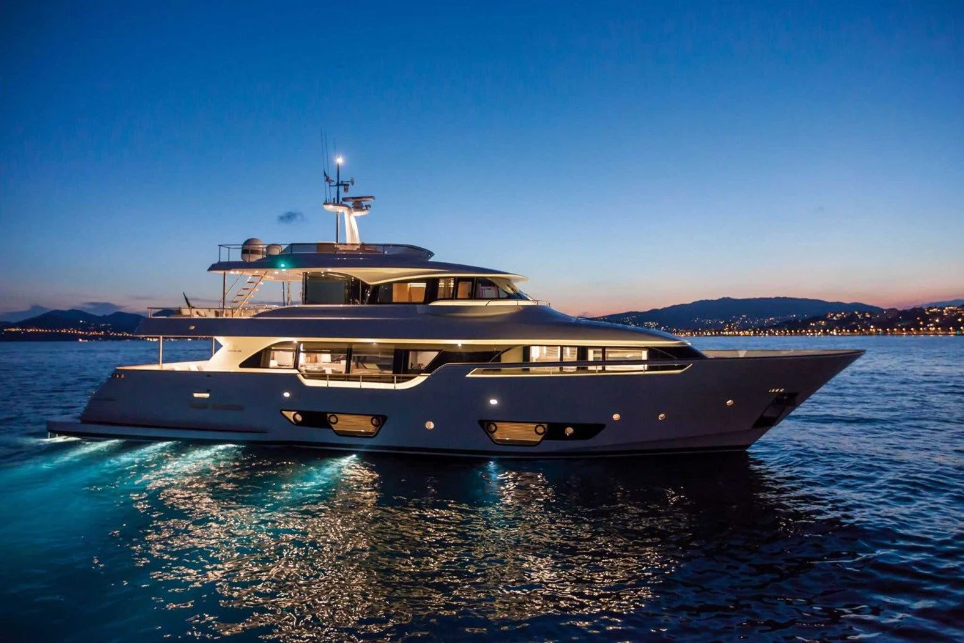 a large ship in the water aboard ZEN Yacht for Sale