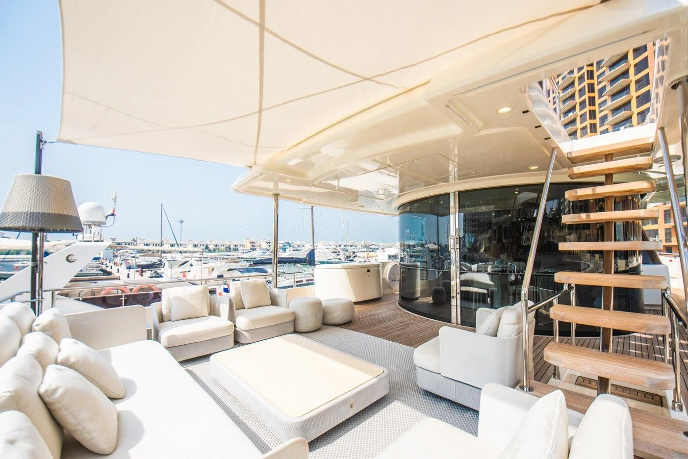 a room with a large glass wall aboard ZEN Yacht for Sale