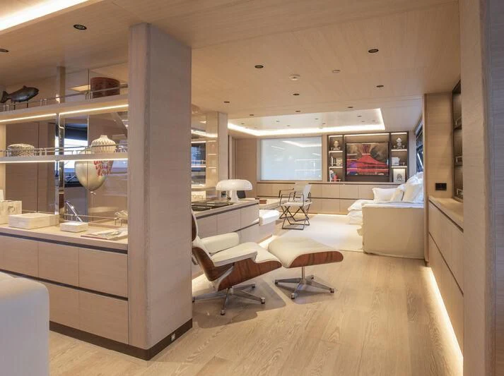 a room with a large window aboard CAOZ 14 Yacht for Sale