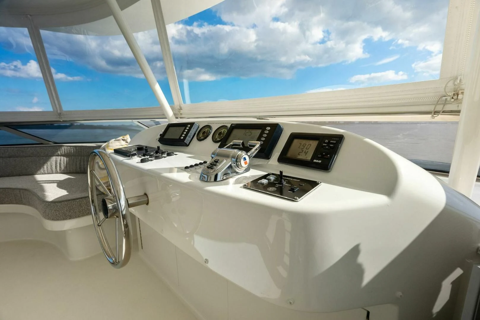a white car with a screen and buttons on the front aboard ANTARES Yacht for Sale