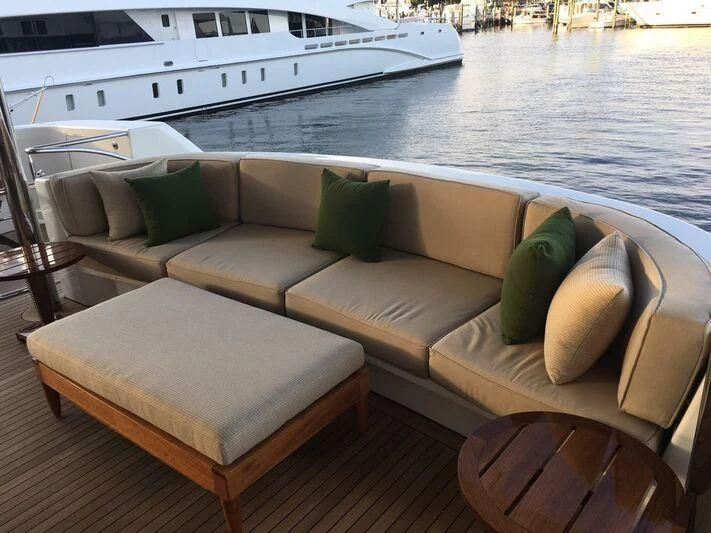 a couch on a boat aboard ANTARES Yacht for Sale