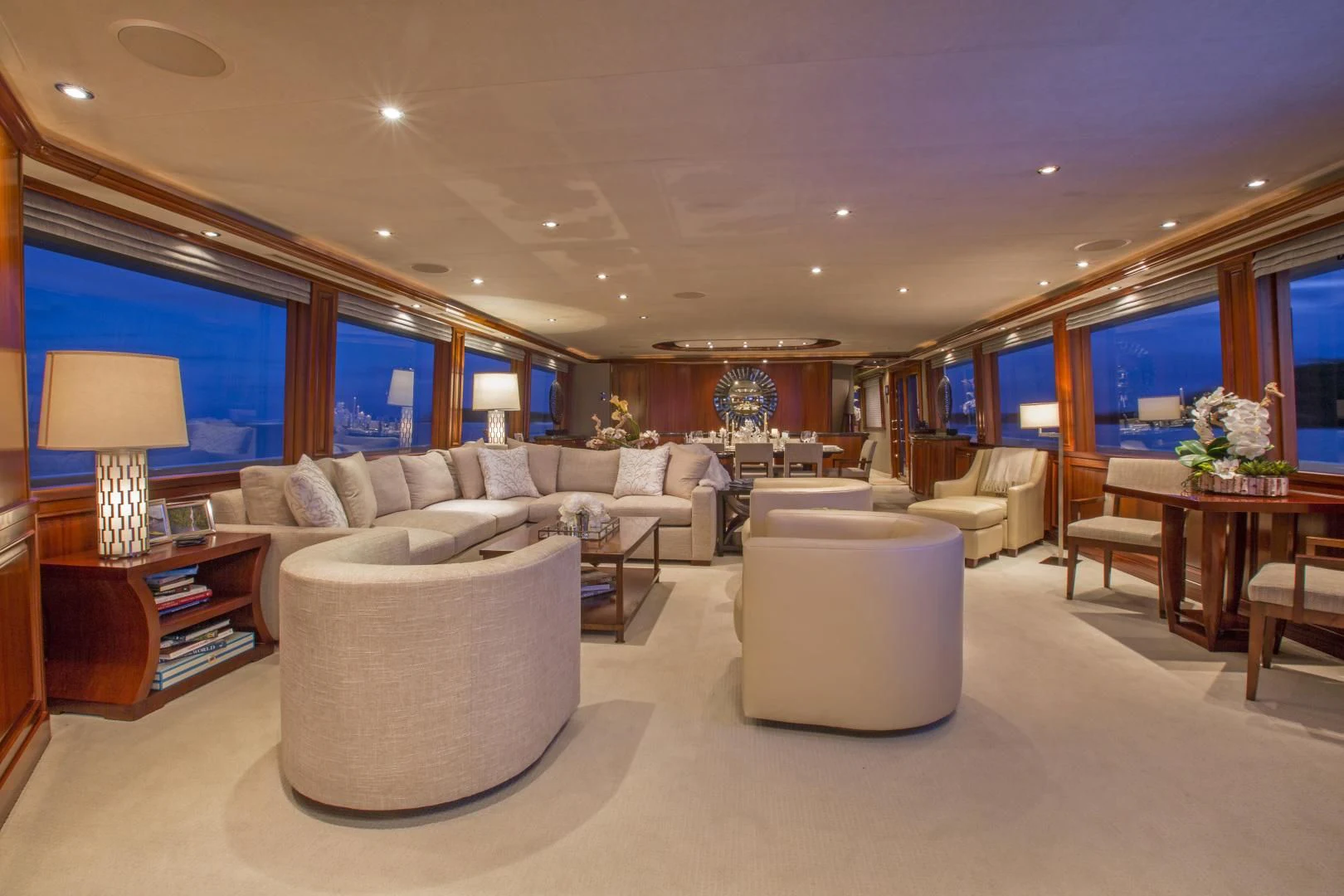 a living room with a large window aboard ANTARES Yacht for Sale