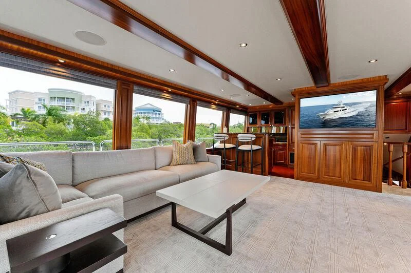 a living room with a large window aboard ANTARES Yacht for Sale