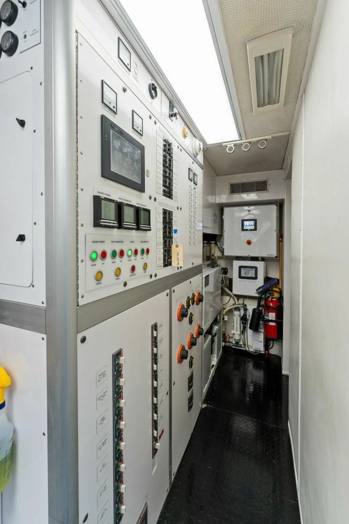 a hallway with white walls aboard ANTARES Yacht for Sale