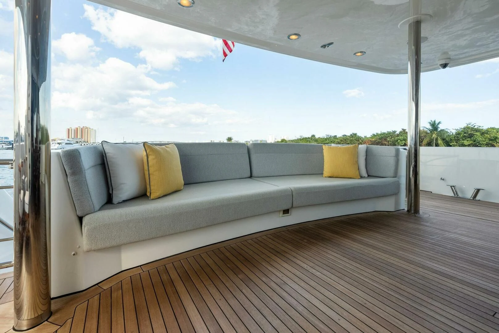 a couch on a deck aboard ANTARES Yacht for Sale