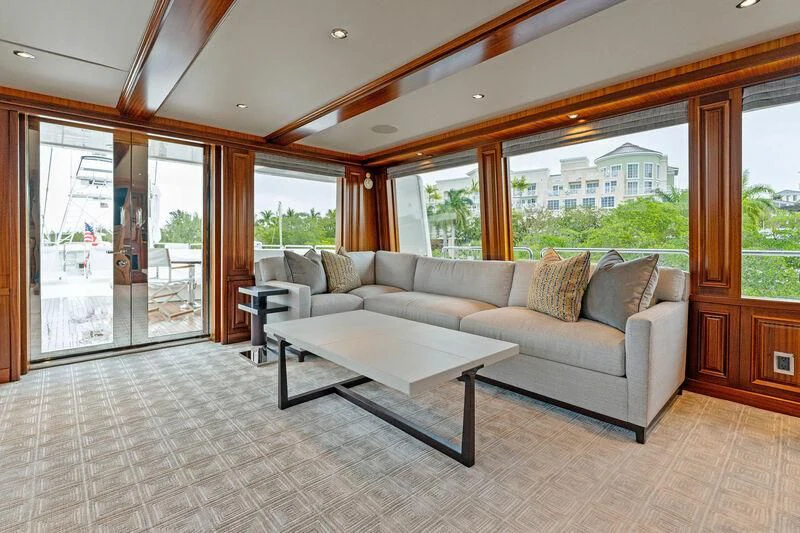 a living room with a large window aboard ANTARES Yacht for Sale