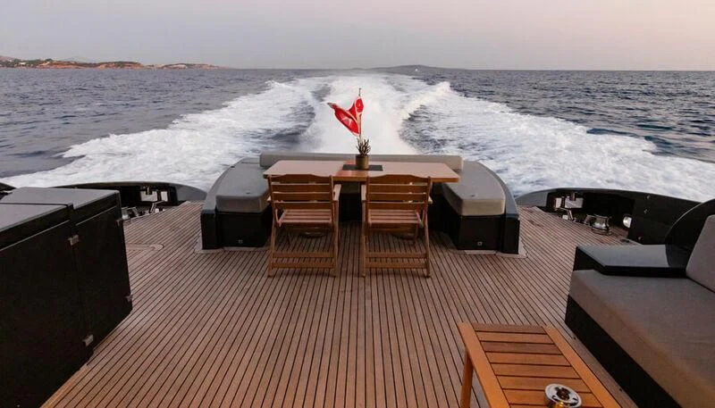 a boat on the water aboard EL DISPARO Yacht for Sale