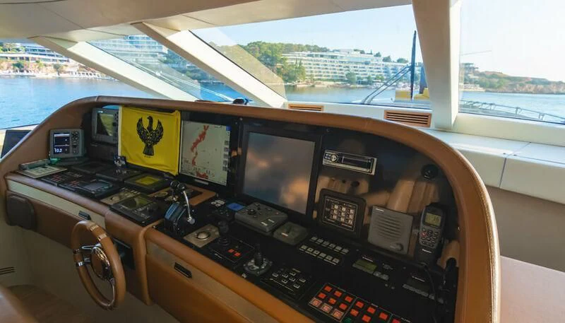 inside of a car aboard EL DISPARO Yacht for Sale