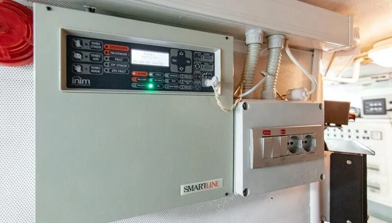 a machine with a screen aboard EL DISPARO Yacht for Sale