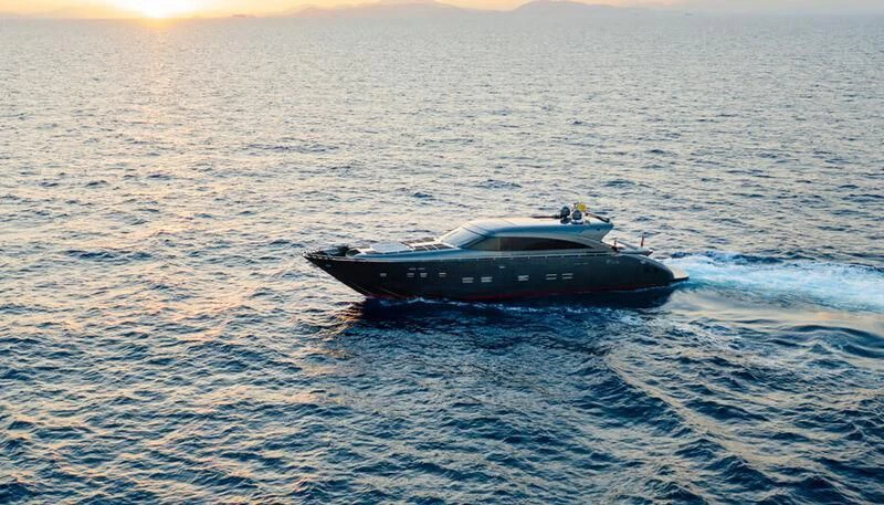 a boat in the water aboard EL DISPARO Yacht for Sale