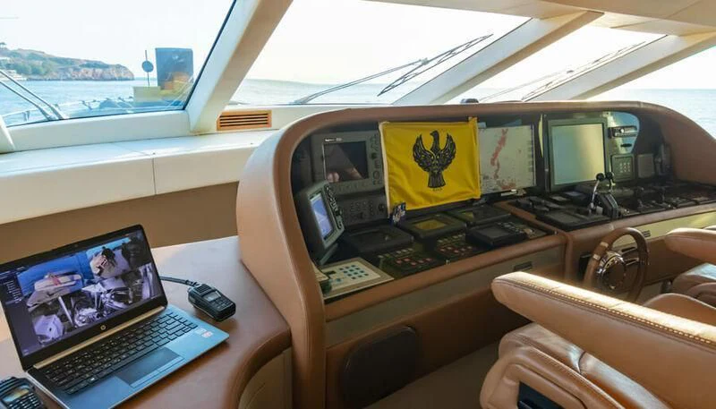inside of a plane aboard EL DISPARO Yacht for Sale