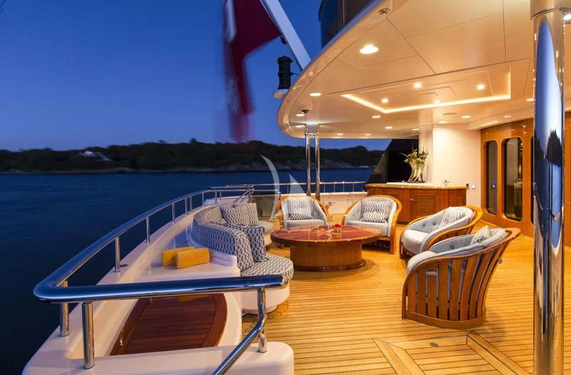 a boat on a deck aboard BLUE MOON Yacht for Charter