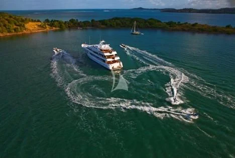 a boat on the water aboard BLUE MOON Yacht for Charter