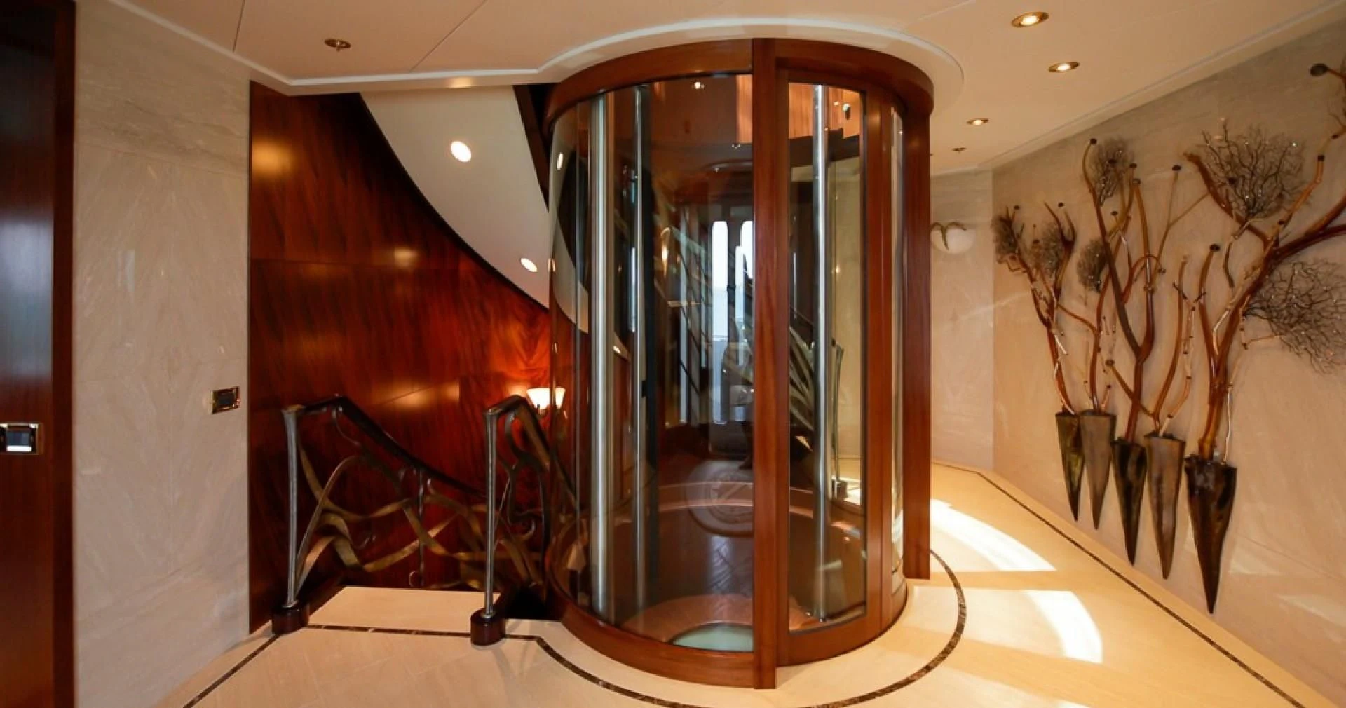 a large glass door aboard BLUE MOON Yacht for Charter