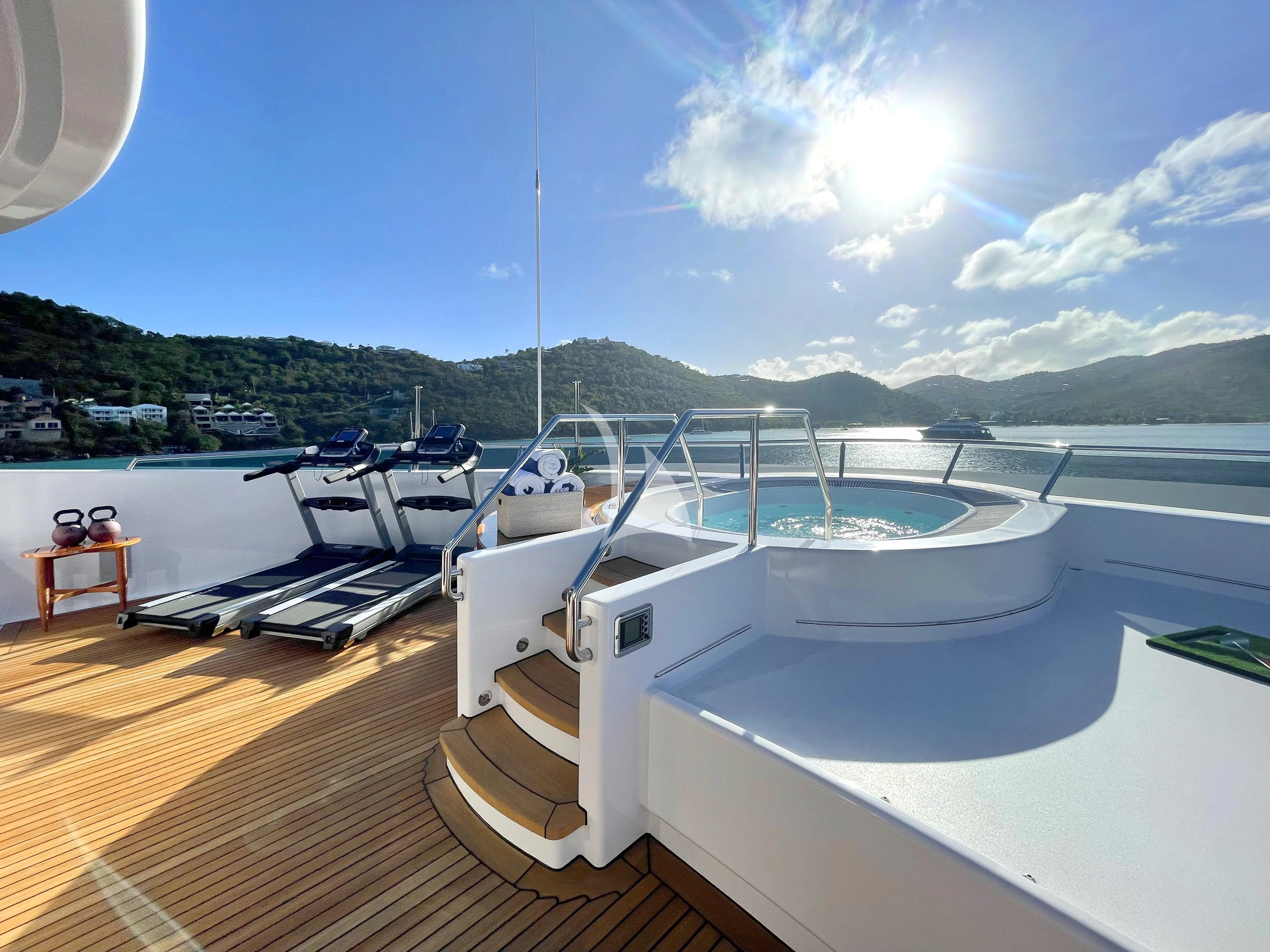 a boat on a deck aboard BLUE MOON Yacht for Charter