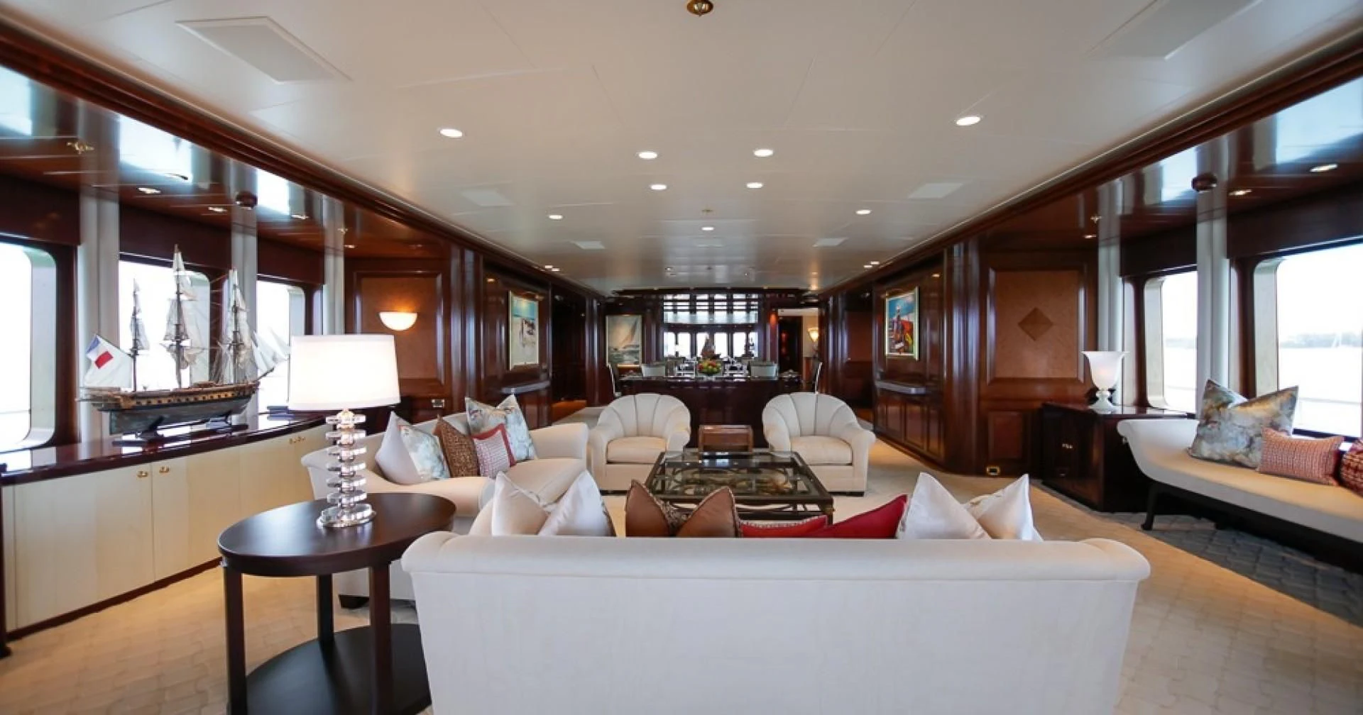 a large bedroom with a large bed aboard BLUE MOON Yacht for Charter