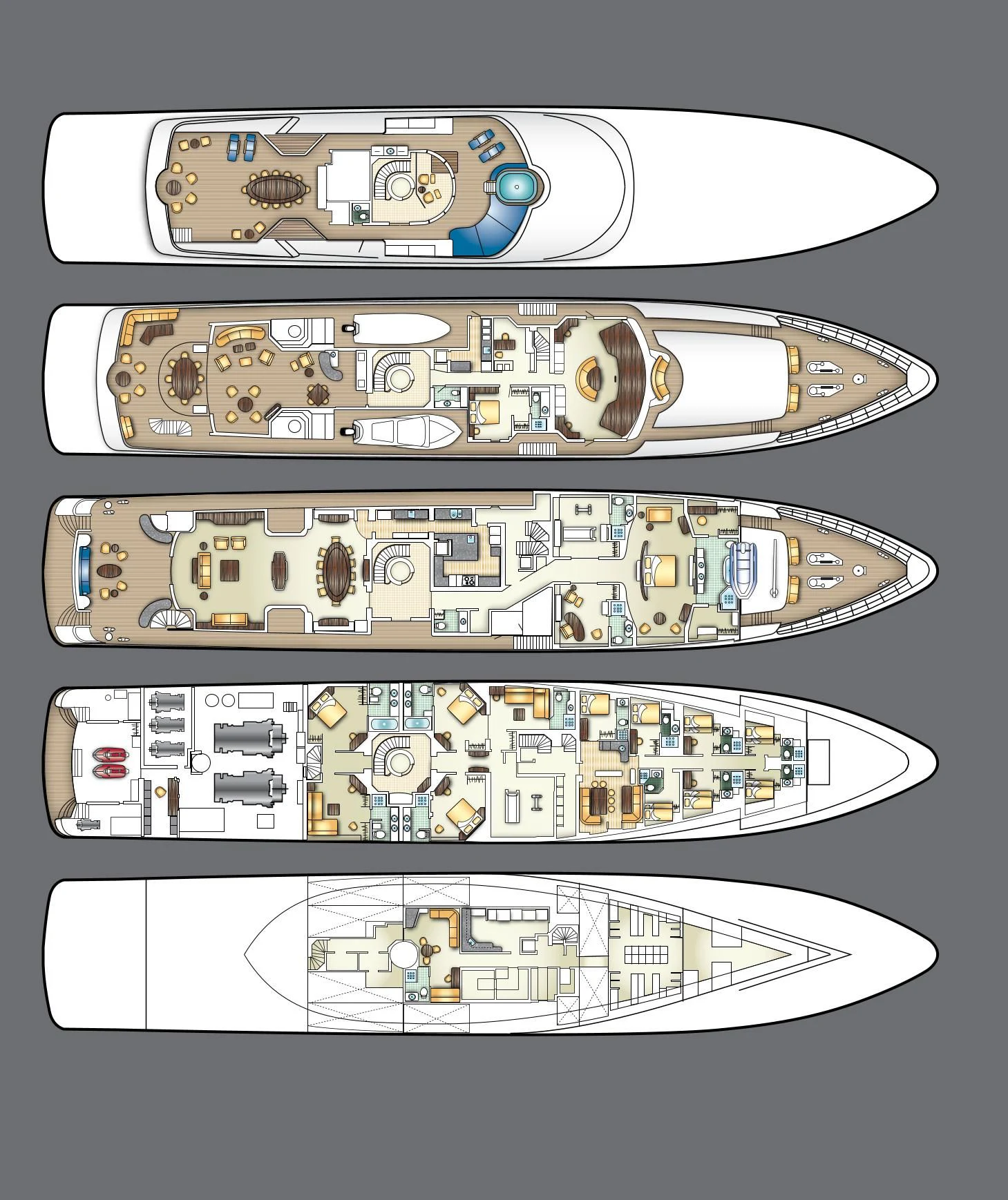 diagram, engineering drawing aboard BLUE MOON Yacht for Charter
