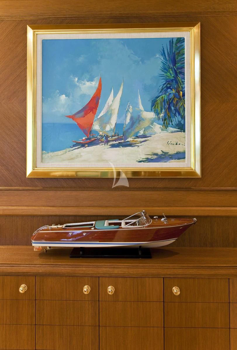 a painting on a wall aboard BLUE MOON Yacht for Charter