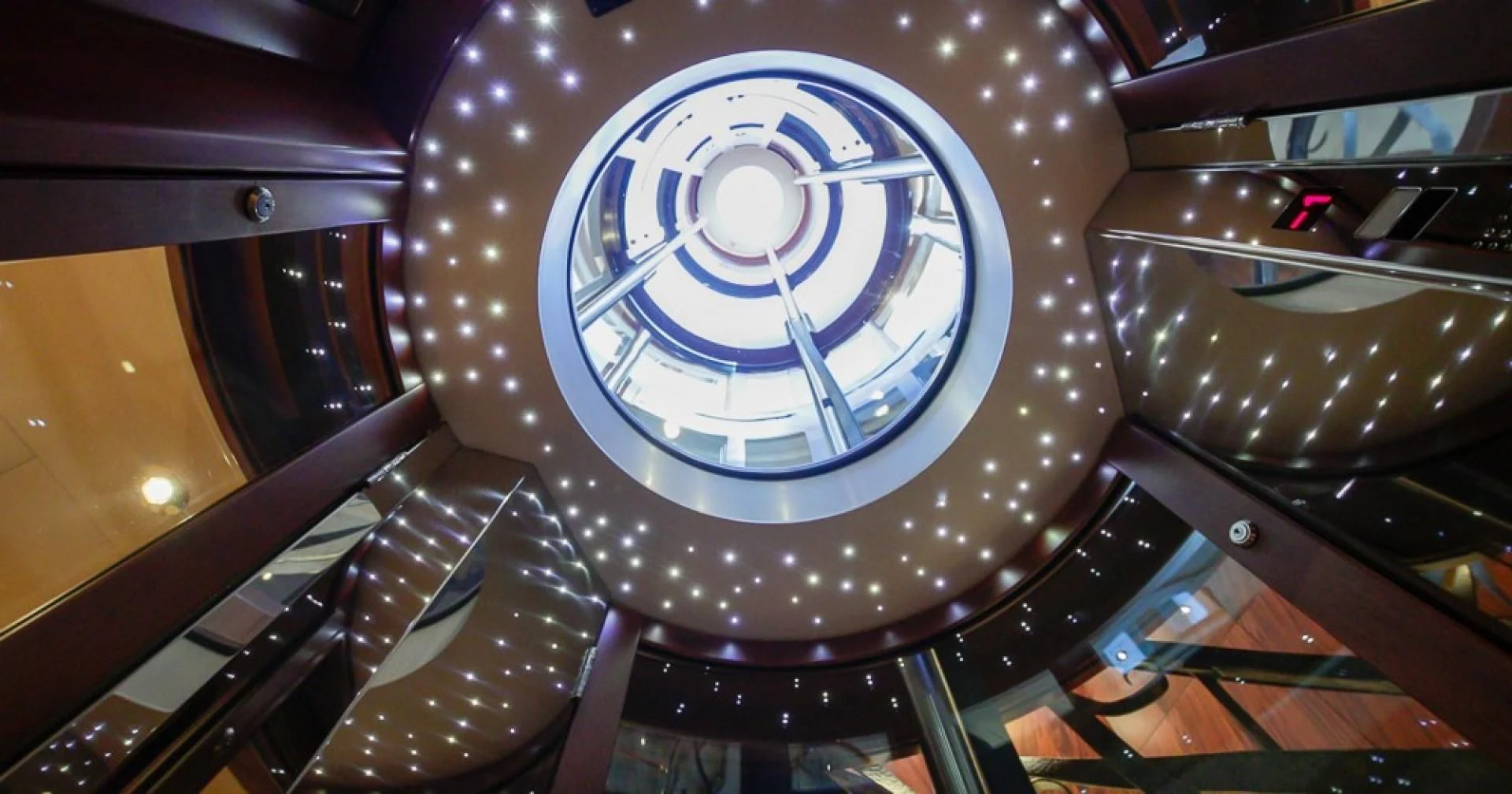 a close-up of a logo aboard BLUE MOON Yacht for Charter