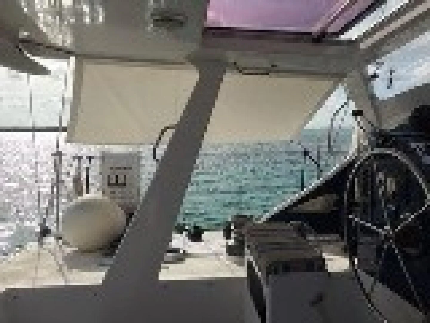 a large staircase with a railing aboard BLUE MOON Yacht for Charter