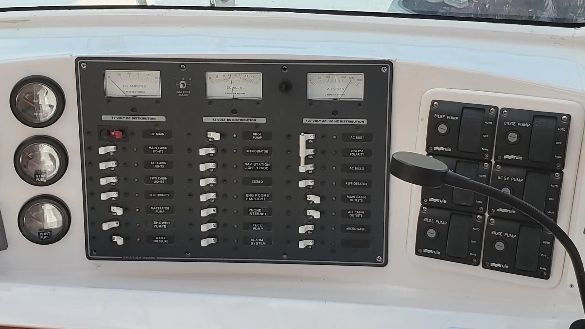 a black and white electronic device aboard BLUE MOON Yacht for Charter