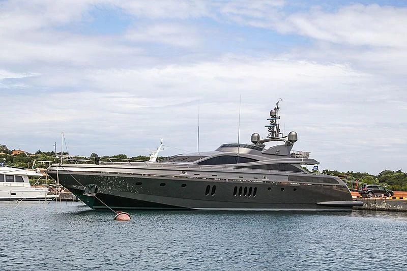 a large boat in the water aboard TENSHI Yacht for Sale