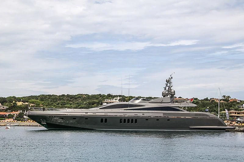 a large ship in the water aboard TENSHI Yacht for Sale
