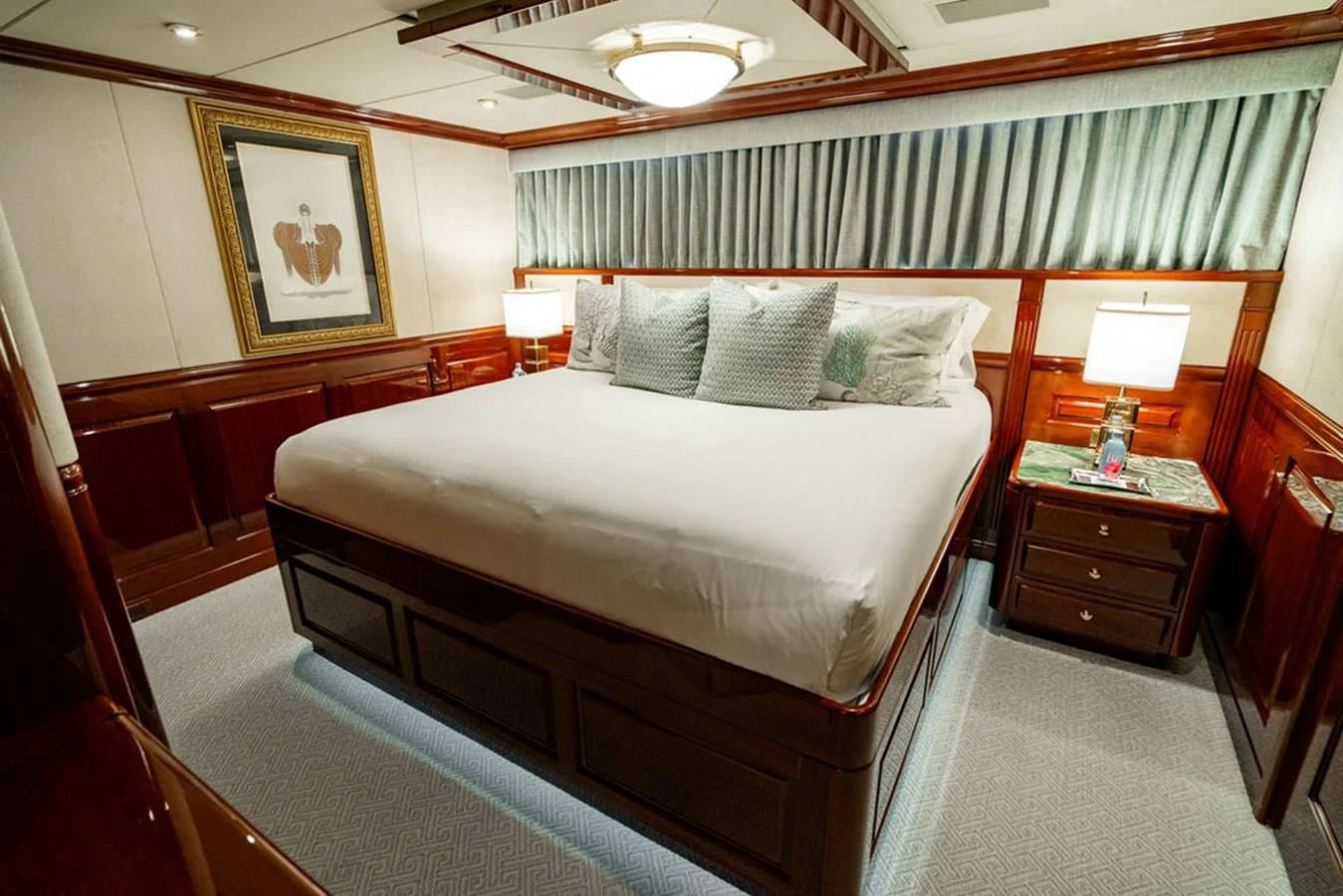a room with two beds aboard LADY ELAINE Yacht for Charter