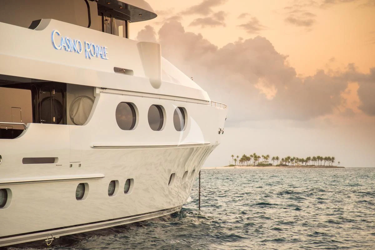 a white boat on the water aboard LADY ELAINE Yacht for Charter