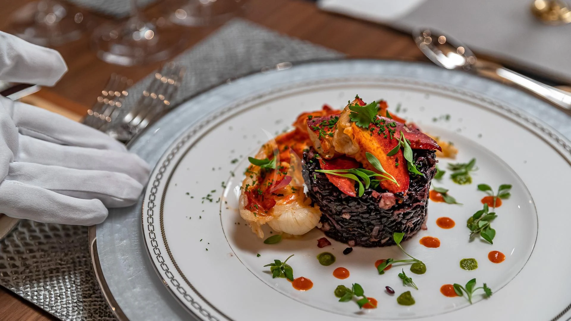 a plate of food aboard LADY ELAINE Yacht for Charter