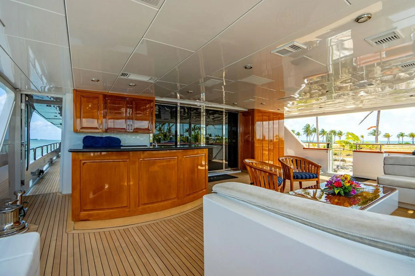 a room with a table and chairs aboard LADY ELAINE Yacht for Charter
