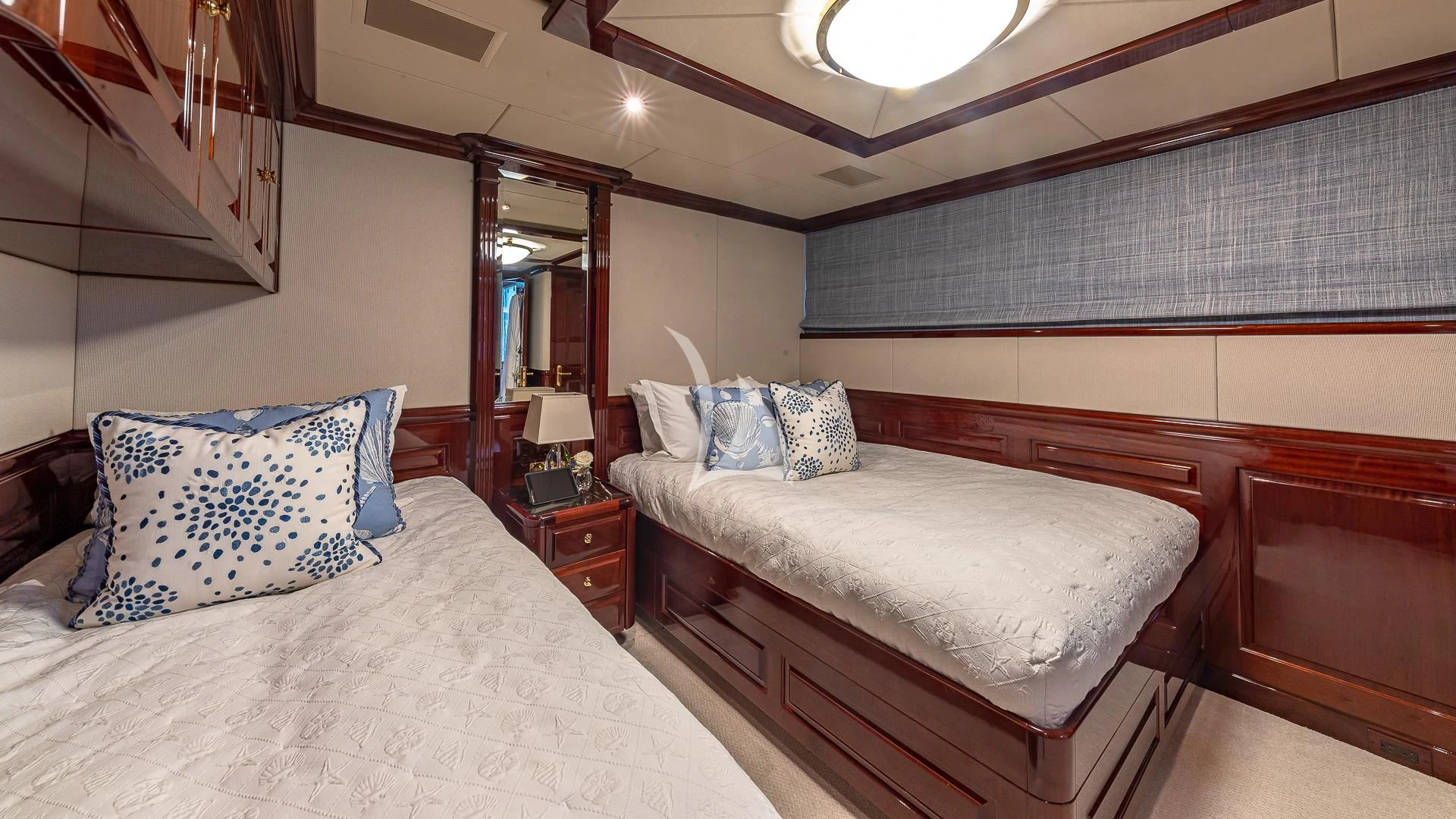 a room with two beds aboard LADY ELAINE Yacht for Charter