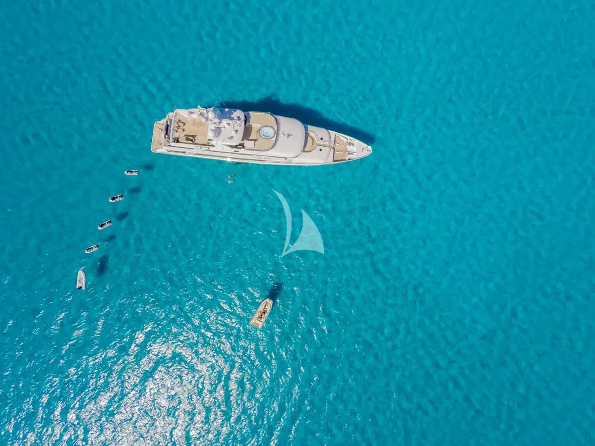 a close-up of a logo aboard LADY ELAINE Yacht for Charter