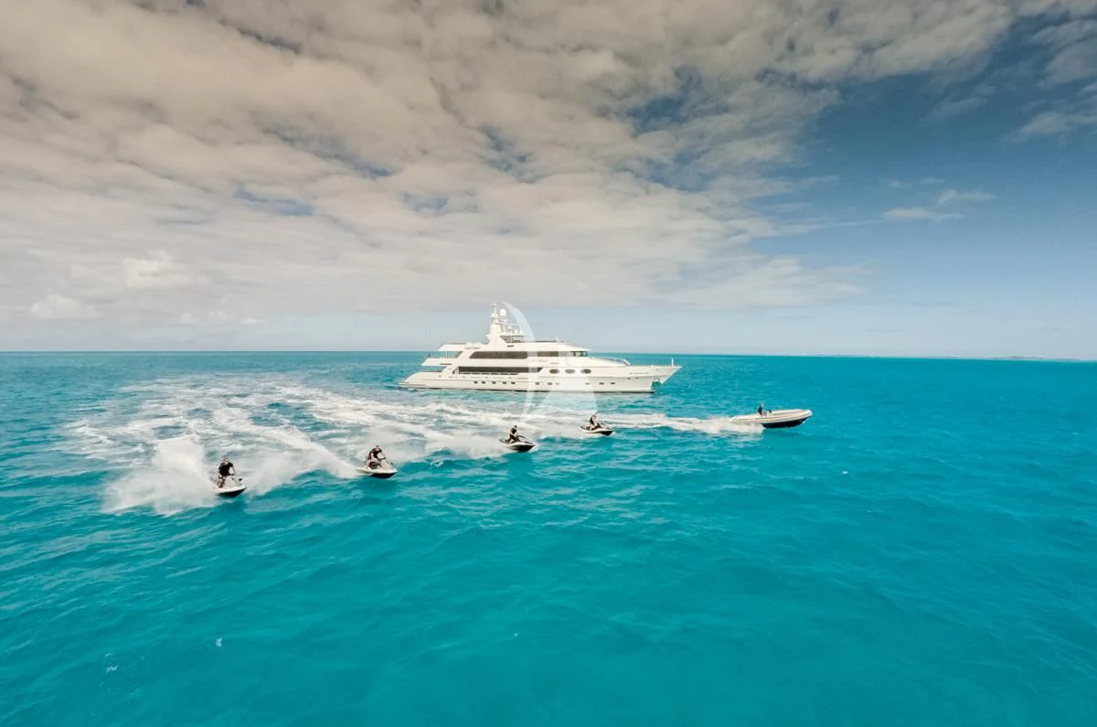 a group of people in the ocean aboard LADY ELAINE Yacht for Charter