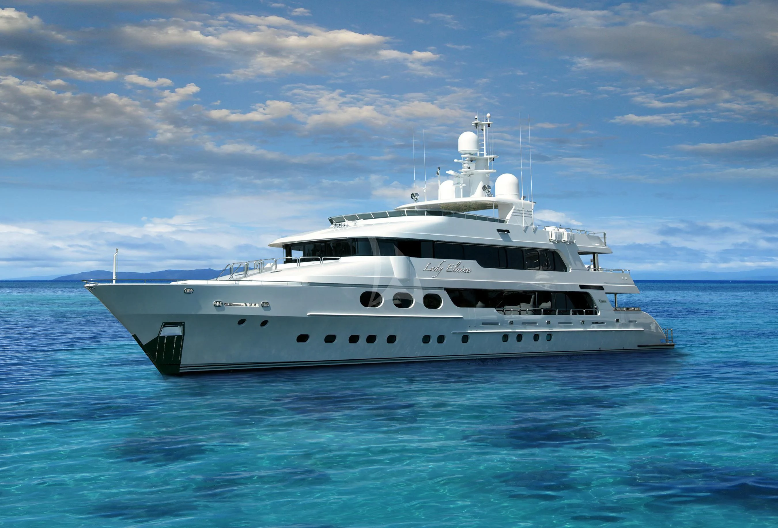 a white yacht in the water aboard LADY ELAINE Yacht for Charter
