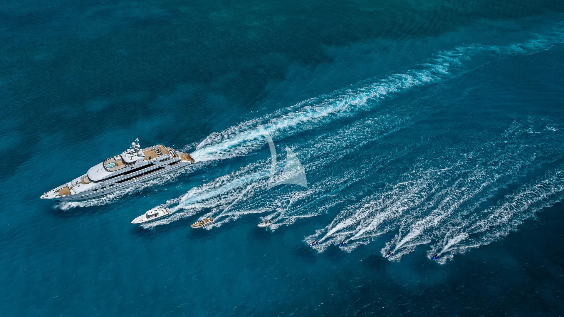 a ship in the ocean aboard LADY ELAINE Yacht for Charter