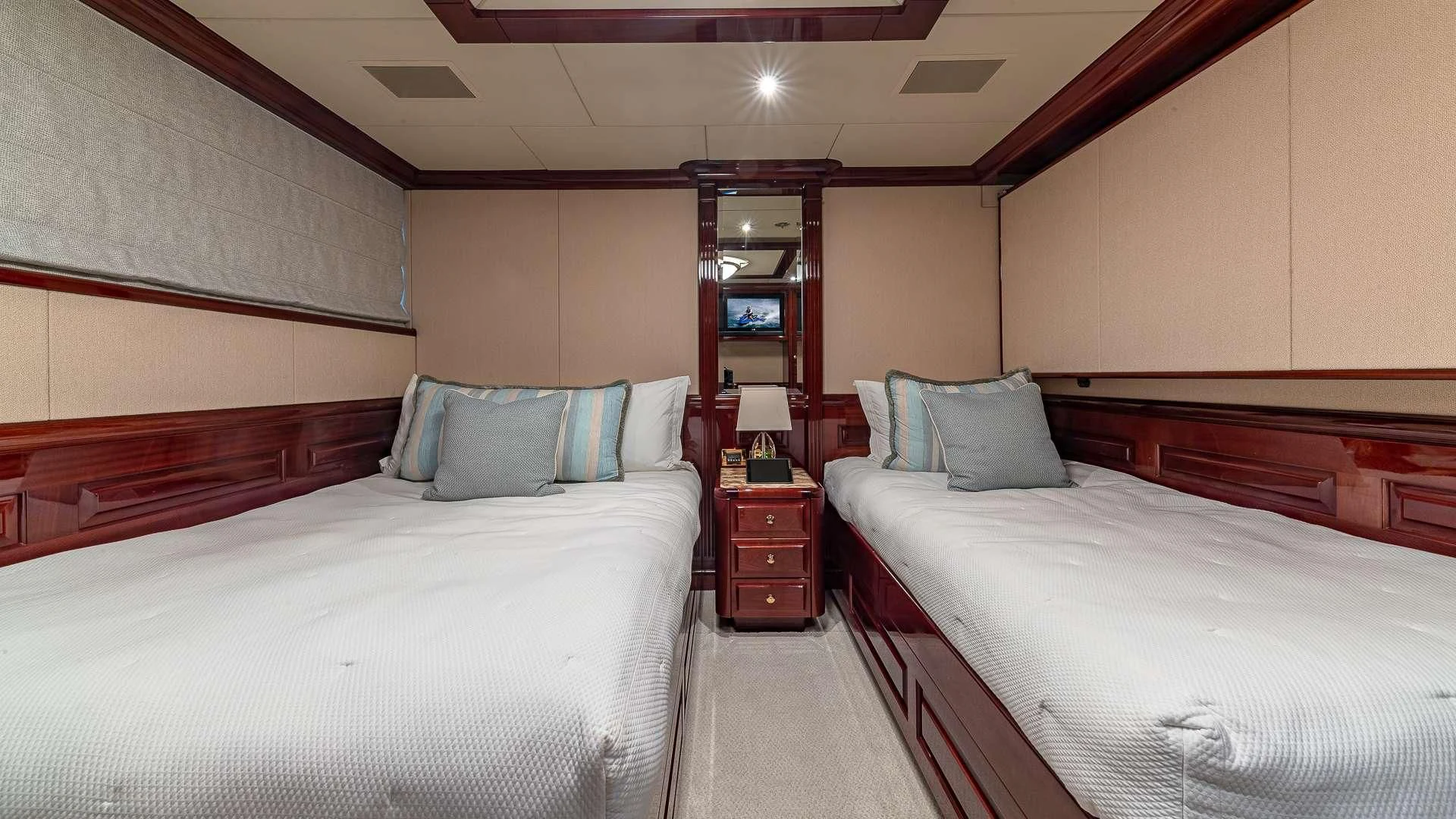 a room with two beds aboard LADY ELAINE Yacht for Charter