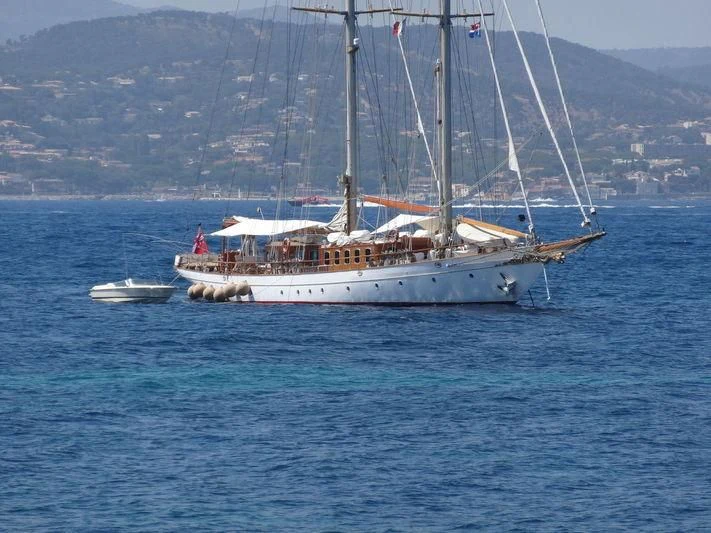 a boat sailing in the sea aboard SAKARA Yacht for Sale
