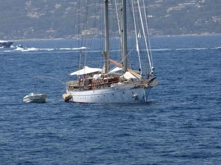 a boat sailing on the sea aboard SAKARA Yacht for Sale
