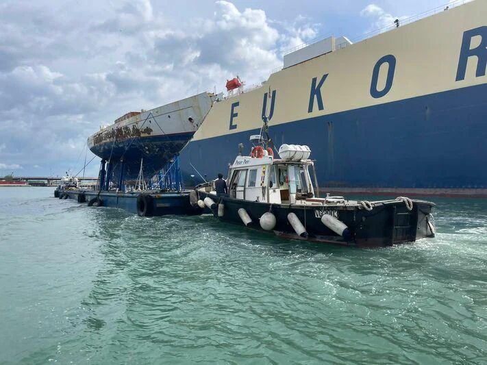 a boat is parked in the water aboard SAKARA Yacht for Sale