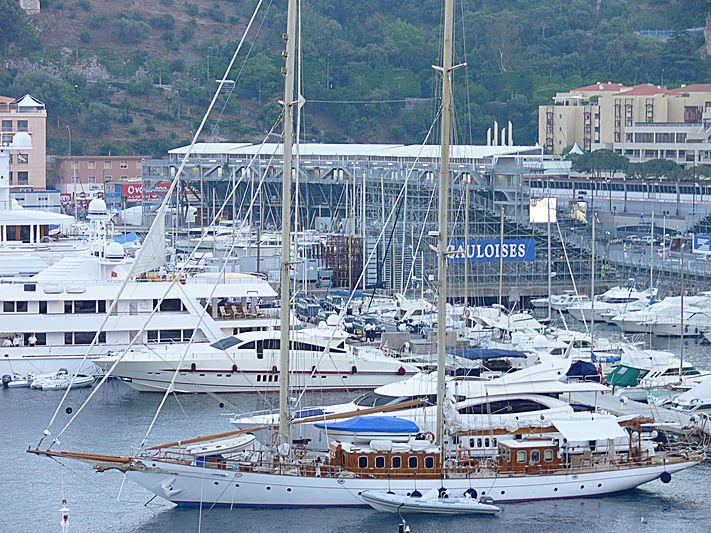 a group of boats in a harbor aboard SAKARA Yacht for Sale