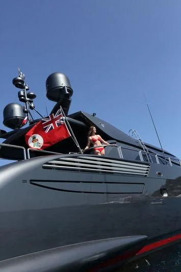 a person sitting on a boat aboard PRIMERO Yacht for Sale