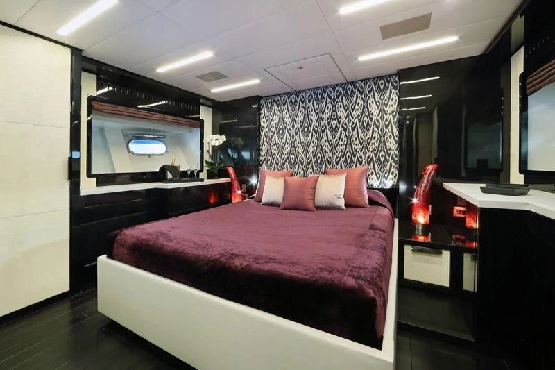 a bed in a room aboard PRIMERO Yacht for Sale