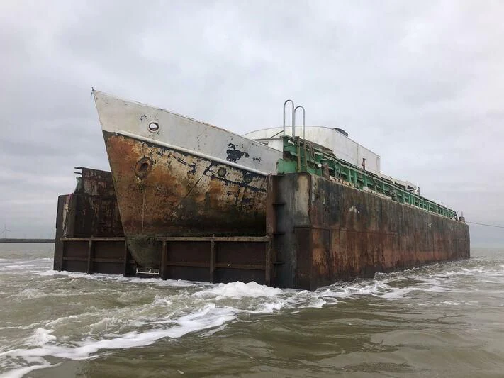 a large concrete structure in the ocean aboard LLYS HELIG Yacht for Sale