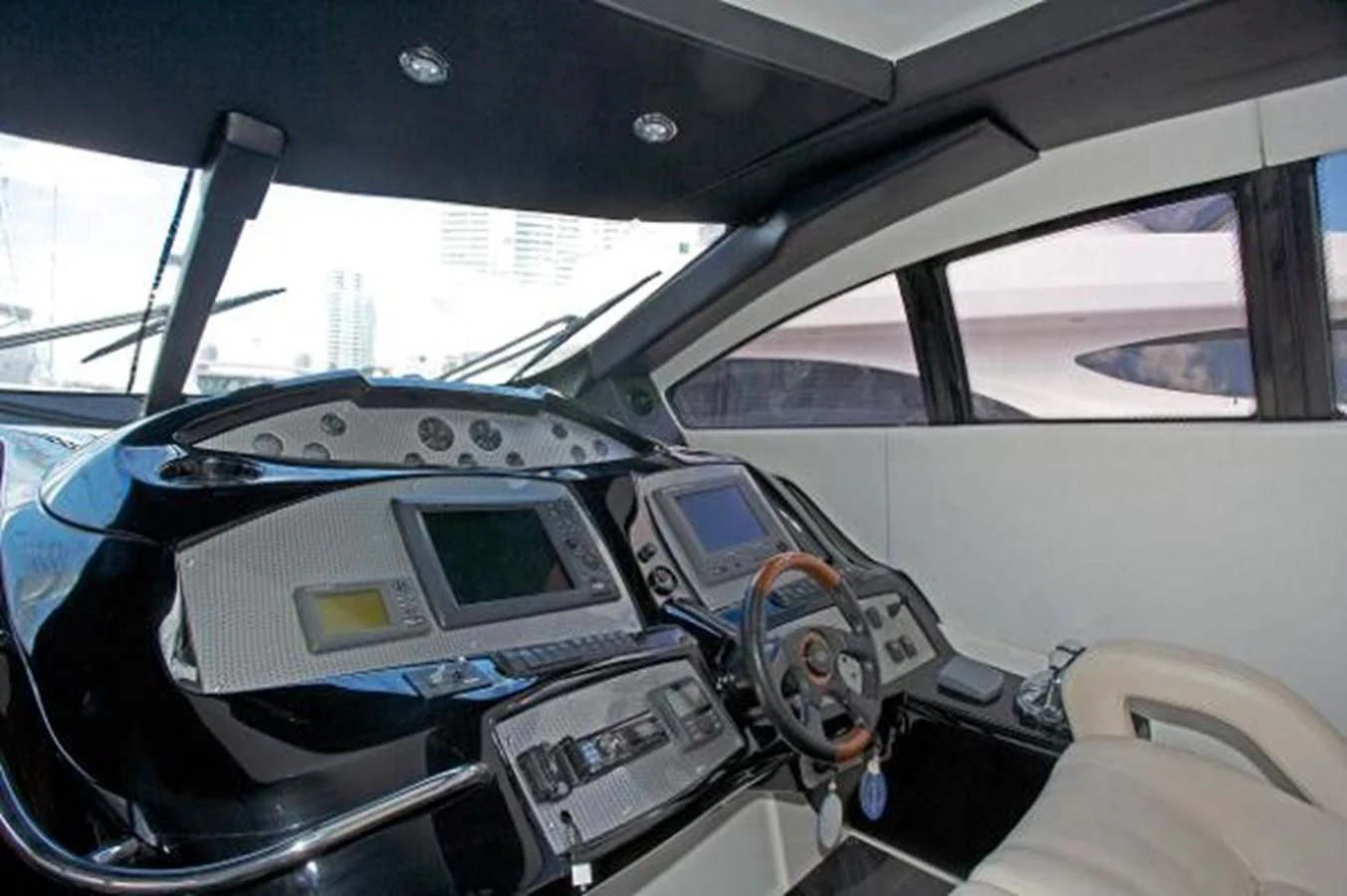 the interior of a car aboard H2 Yacht for Sale