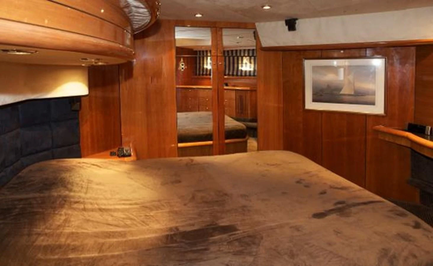 a bed in a room aboard H2 Yacht for Sale