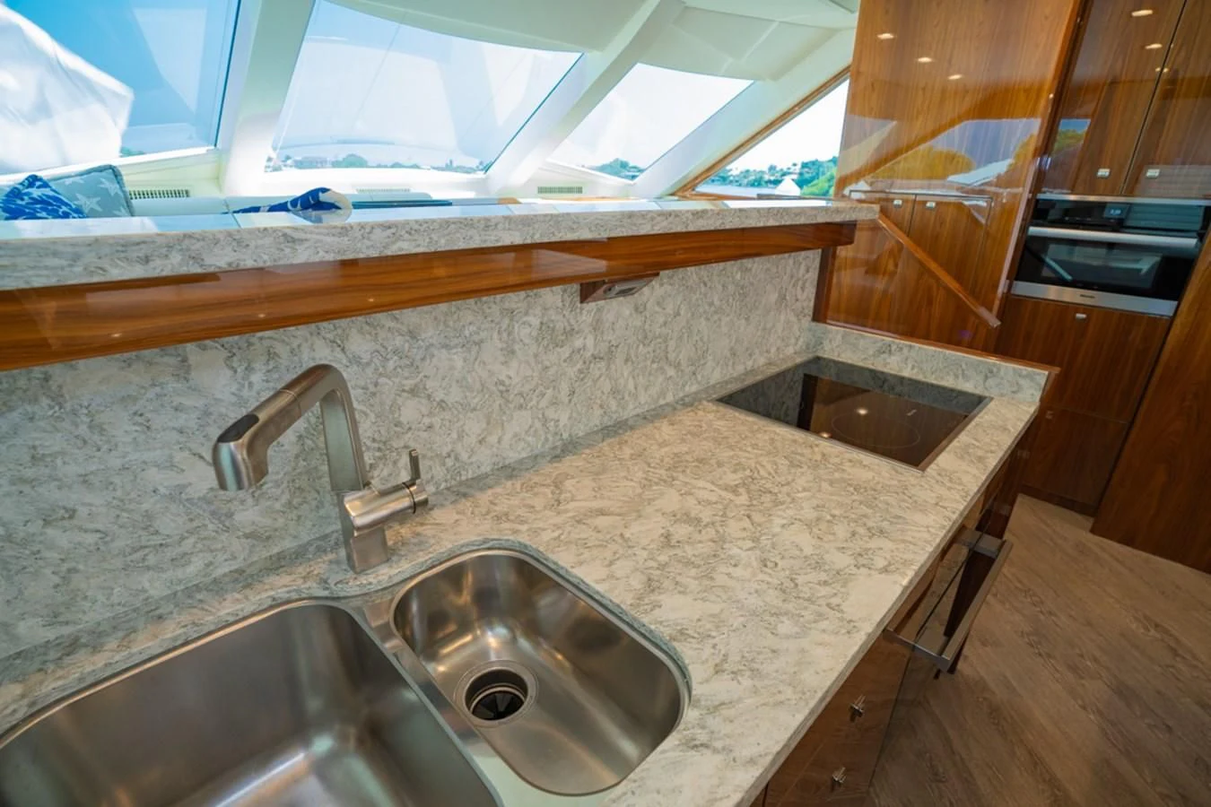 a kitchen sink with a faucet aboard MAKE IT HAPPEN Yacht for Sale