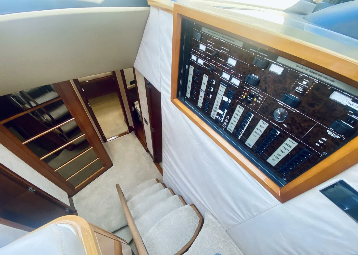 a large tv in a room aboard GRAND CRU Yacht for Sale