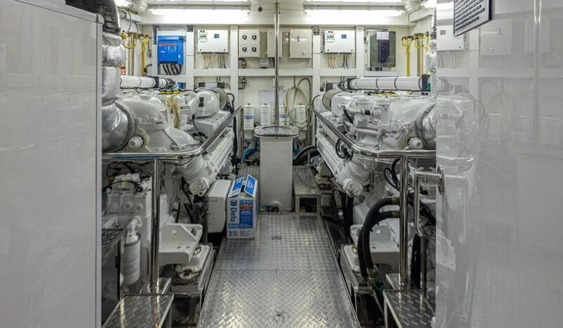 a room with machinery and equipment aboard SPILL POINT Yacht for Sale